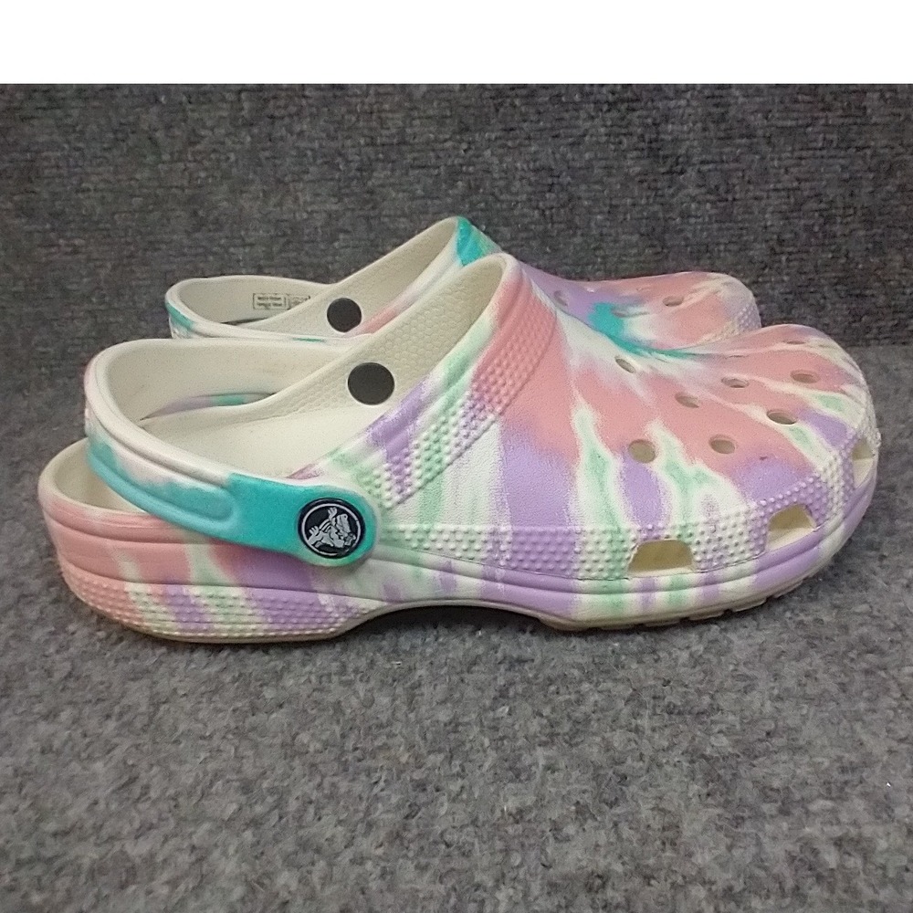 Crocs Classic Clogs Womens 7 Mens 5 Pastel Tie Dye Multi Color Slip On Shoes